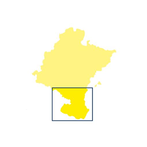 Mapa de Navarra destacando la zona de la Ribera